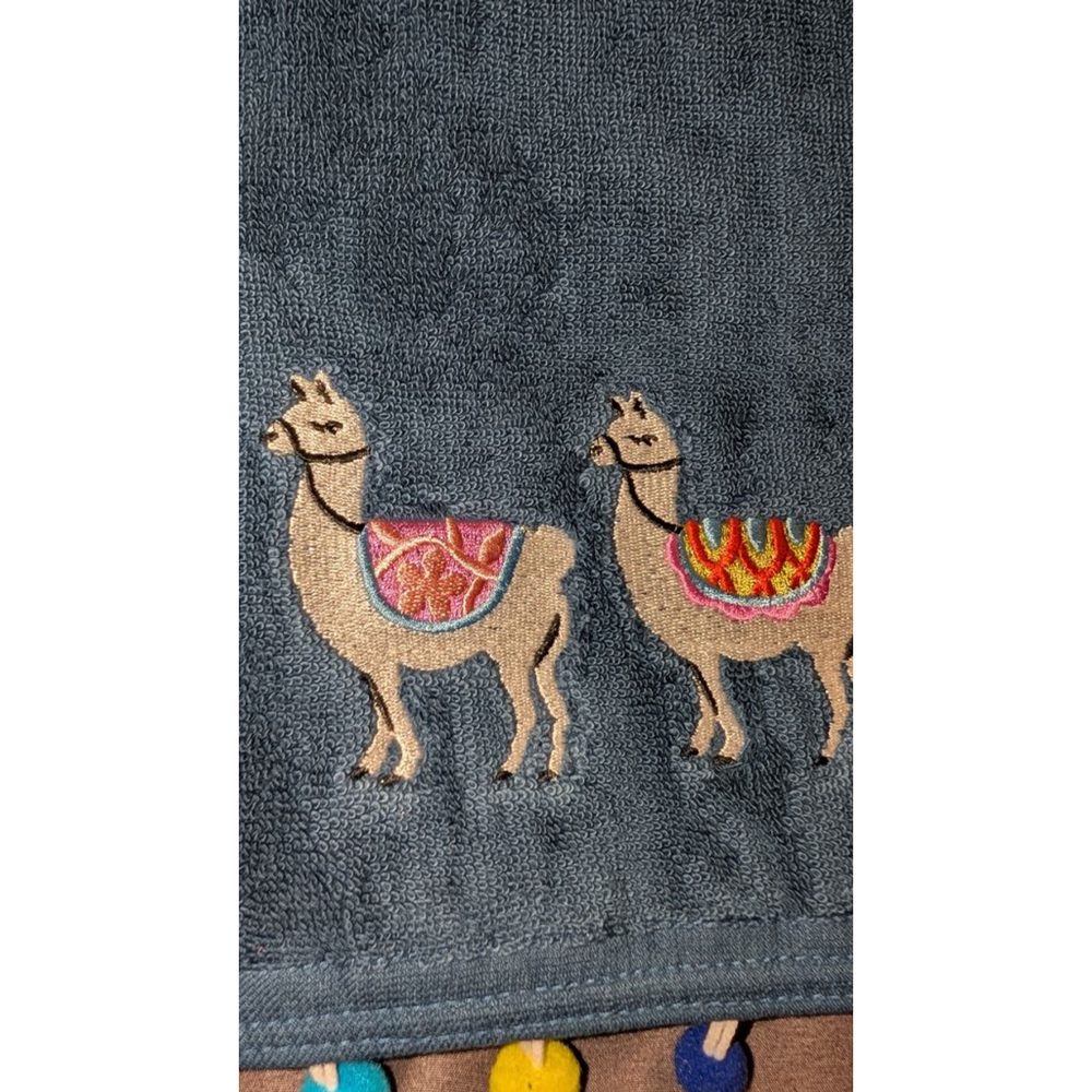 Allure Llama Embroidered Bath Hand Towel 27 x 52 - Picture 3 of 5